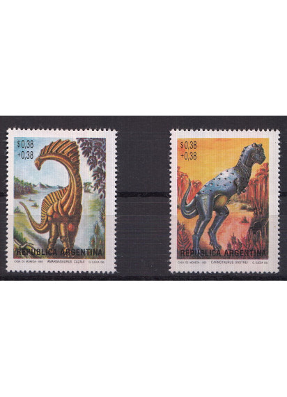 ARGENTINA francobolli sui dinosauri serie completa nuova Yvert e Tellier 1784-5